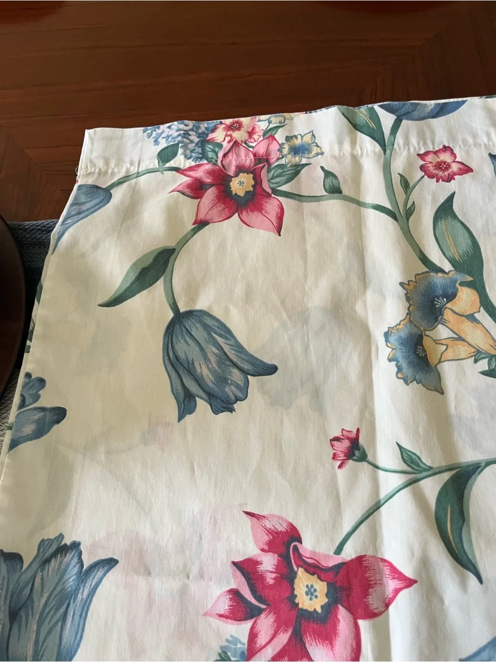 Vintage Floral with Blue Tulip Print pillow case